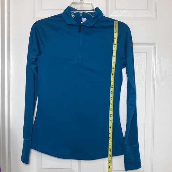 Adidas Womens Long Sleeve Techfit 1/2 Zip Tomb Hole Climawarm Blue Fitted Top S - Picture 13 of 15